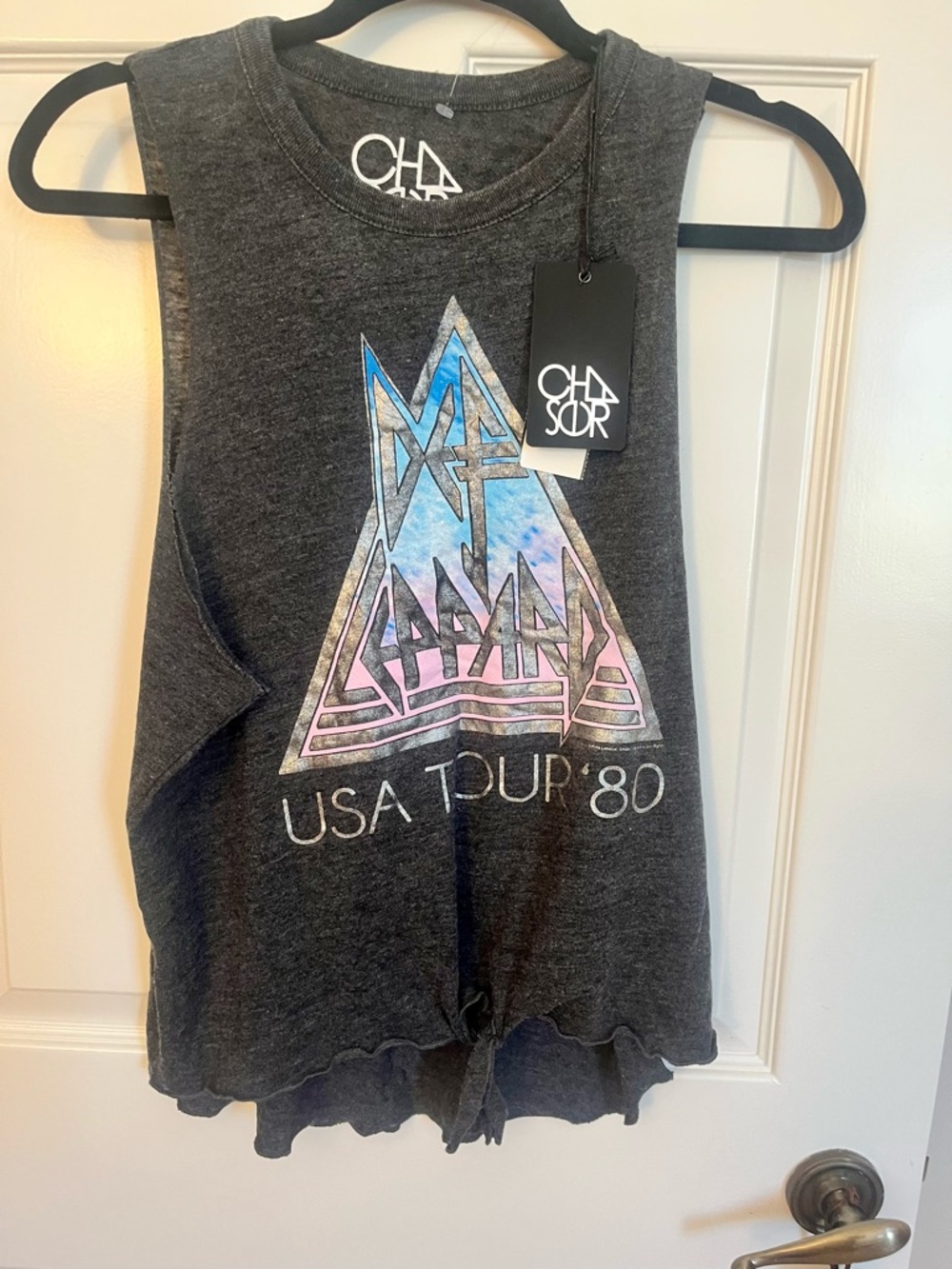 Chaser Charcoal Graphic Muscle Tank with Iridescent Pastel Triangle